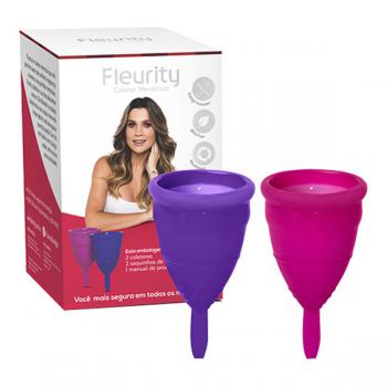 Coletor Menstrual Fleurity Tipo 2 Roxo e Rosa com 2 unidades